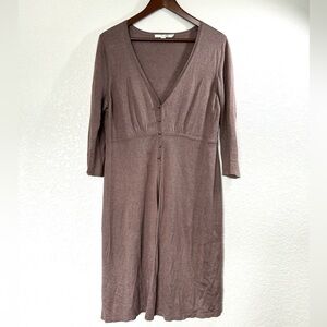 Boden Light Brown Silk & Linen Blend V Neckline Long Cardigan - Size 12